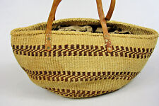 Bolsa de mão vintage natural cor palha ráfia couro alças balde bolsa de praia comprar usado  Enviando para Brazil