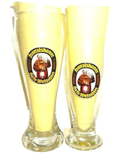 2 Franziskaner Spaten Munich Weizen & Kellerbier Multiples German Beer Glasses, used for sale  Shipping to South Africa