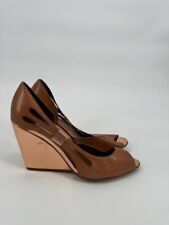 Salto alto feminino AREZZO marrom plataforma anabela couro tamanho 6B peep toe, usado comprar usado  Enviando para Brazil