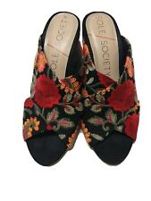 Used, Luella Floral Embroidery Criss Cross Mule Heels Shoes Sole Society Sz 8 Fits 7  for sale  Shipping to South Africa