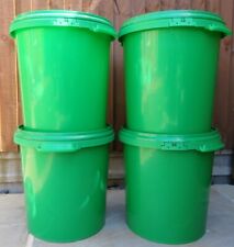 Used, 4 x 30Ltr Green Plastic Buckets, Storage Containers with Lid, Tub for sale  SWADLINCOTE