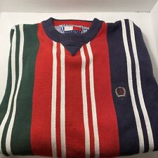 Suéter vintage anos 90 Tommy Hilfiger brasão color block listrado gola redonda GG, usado comprar usado  Enviando para Brazil