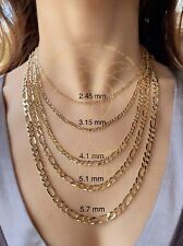 Usado, Collar de cadena de eslabón Figaro corte diamante para mujer y hombre 2,5 mm - 5,7 mm oro 14K segunda mano  Embacar hacia Mexico