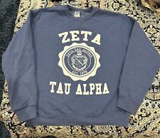 Zeta Tau Alpha ZTA sorority crew sweatshirt blue size medium for sale  Shipping to South Africa