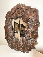 antique hand carved folk art wood leaf & vine wall mirror sculpture art carving, used for sale  Shipping to South Africa