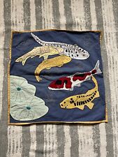 Homefront Embroidered Patchwork Koi Pillow Cover, 18", Blue Multi, Cotton for sale  Shipping to South Africa