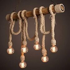  6 Heads Hemp Rope Hanging Lamp Retro Industrial Rope Lamp Bar Antique Pendant for sale  Shipping to South Africa