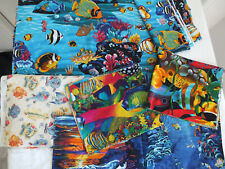 3 yards pieces FISH Scenics Little Oceana Hawaiians for Real cotton quilt fabric for sale  Shipping to South Africa