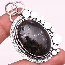 Nuummite Gemstone 925 Sterling Silver Handmade Jewelry Pendant 1.93" for sale  Shipping to South Africa