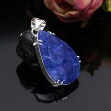 Usado, Elegante pingente de pedra preciosa de safira azul prata esterlina 925 feito à mão joalheria comprar usado  Enviando para Brazil