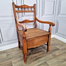 Antique Vintage Solid Wooden Oak Turned Hall Throne Chair Seat - Victorian for sale  Shipping to South Africa