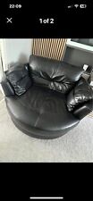 black leather cuddle chair for sale  REDDITCH
