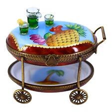 Vintage Limoges 'Drinks/Cocktails Cart' Porcelain Box, Peint Main/Hand Painted for sale  Shipping to South Africa