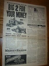 VINTAGE  MASSEY HARRIS  ADVERTISING PAGE -# 333 & 444 TRACTORS -1957, used for sale  Three Rivers