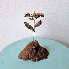 Escultura de hibisco vintage MCM brutalista metal latão cobre madeira burlwood flor comprar usado  Enviando para Brazil