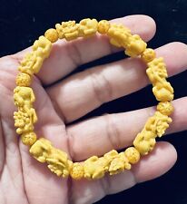 Realgar Yellow Pixiu Piyao Bracelet, Wrist Size 7”, used for sale  Shipping to South Africa