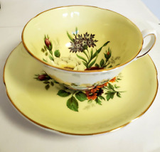  Royal Grafton English Bone China 1456 Cup Saucer Yellow w Red White  Roses , used for sale  Shipping to South Africa