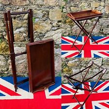 Sublime Victorian Solid Mahogany Butlers Serving Tray & Folding Stand. (c.1890) for sale  Shipping to South Africa