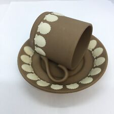 VINTAGE WEDGWOOD JASPERWARE RARE BROWN SHELL DESIGN COFFEE CAN / CUP AND SAUCER for sale  Shipping to South Africa