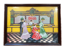 Pintura vintage de Coca-Cola publicidade estilo década de 1930 cena de lanchonete espelhada comprar usado  Brasil 