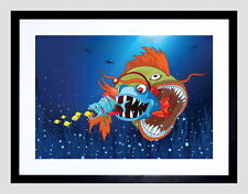 86319 NURSERY FISH FOOD CHAIN FUN TEETH BUBBLES KIDS Wall Print Poster Plakat comprar usado  Enviando para Brazil
