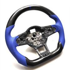 Volante de fibra de carbono real para volkswagen GOLF MK7 GTI ANEL AZUL/COURO comprar usado  Enviando para Brazil