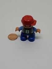 Lego Duplo Boy Figure Blue Top with 8 Pattern Red Hat Freckles bin C for sale  Shipping to South Africa