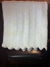 NOVO cobertor de bebê de crochê feito à mão branco afegão com fio de seda Chevron 30x20 comprar usado  Enviando para Brazil