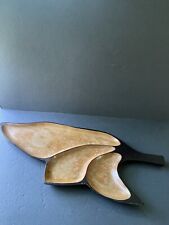 Vintage MCM Mahogany Wood Serving Tray  Serving Leaf Shape Platter Appetizer, used for sale  Shipping to South Africa