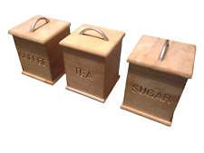 Usado, "Caja de madera té azúcar café contenedor grabado decoración del hogar vajilla 5,5"" x 4,5" segunda mano  Embacar hacia Argentina