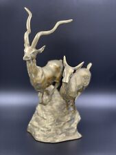 1960s Brass Running Kudu Antelope Male and Female Animal Sculpture MCM Unique  for sale  Shipping to South Africa