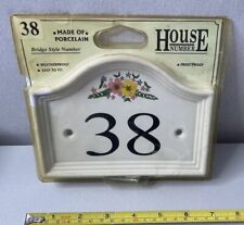 Bridge Style House Number  Plaque Frost /Weather Proof White Porcelain Number 38 for sale  Shipping to South Africa