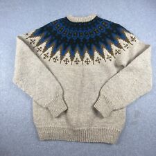 Suéter de malha Saga adulto bege azul nórdico tricotado à mão lã virgem norueguesa comprar usado  Enviando para Brazil