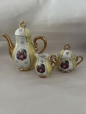 Vintage Demitasse Tea Pot Sugar/creamer Set Lusterware Victorian Couple for sale  Shipping to South Africa