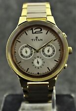 #STYLISH TITAN CHRONOGRAPH Quartz SILVER-Dial Men's TWO TONE WRIST WATCH-India for sale  Shipping to South Africa