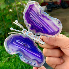 150g Natural beautiful heart-shaped agate crystal hole super large gem Butterfly for sale  Shipping to Canada