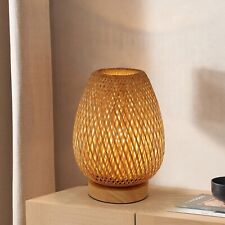 Boho Rattan Woven Wicker Bamboo Small Bedside Table Light Desk Lamp 7.9''x11.8" for sale  Shipping to South Africa