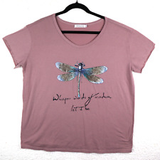 Used, Whisper Words of Wisdom Let It Be Dragonfly Womans T Shirt mauve Cotton XXL for sale  Shipping to South Africa