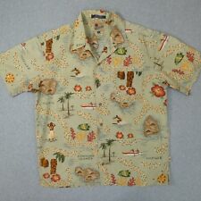 Tommy Hilfiger hawajska koszula męska XL kwiatowe mapy wysp hula zielona koszulka kempingowa, używany na sprzedaż  Wysyłka do Poland