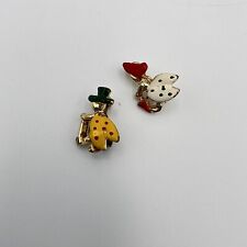 Conjunto de broche vintage mini inseto cortejo casal tom dourado e esmalte pintado à mão comprar usado  Enviando para Brazil
