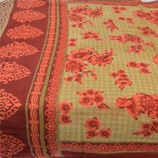 Tecido para artesanato sari estampado verde/vermelho vintage sânscrito 100% algodão puro comprar usado  Enviando para Brazil