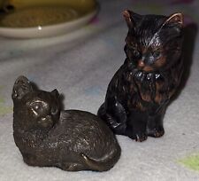 Used, Vintage Cat Figurines, X2, Bronze Colour, Small Cats for sale  Shipping to South Africa