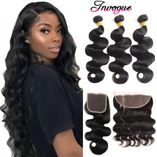 Paquetes 10A de onda corporal de cabello humano con cierre 13*4 de encaje frontal cabello virgen Remy segunda mano  Embacar hacia Argentina