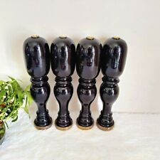19c Vintage Brass Work Black Teak Wood Bed Legs 4 Pcs.Unused Polished Decorative for sale  Shipping to Canada