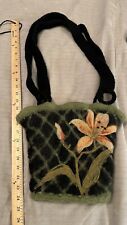 Bolsa de mão, bolsa, bolsa, design floral, verde, rosa, preta de lã feltrada comprar usado  Enviando para Brazil
