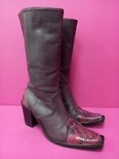 Bronx Mid Calf Boot UK 6 Purple Leather Snake Heeled RMF04-JF for sale  Shipping to South Africa