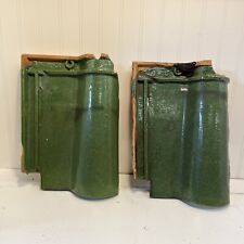 Pair Of Green Glazed Roof Tiles for sale  Shipping to South Africa