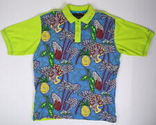Camisa polo COOGI vintage painel frontal de 2 tons tamanho M/L verde limão abstrato floral, usado comprar usado  Enviando para Brazil