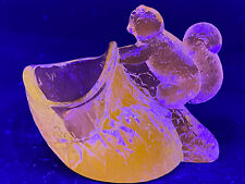 Blue Vaseline glass squirrel salt cellar dip chipmunk uranium glows selenium art for sale  Shipping to South Africa