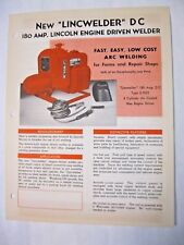 Lincoln 180 Amp. Engine Driven DC Welder Brochure for sale  Devils Lake